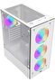 NOVA Gaming PC Case Mid Tower White – TM-NOVA-W, ARGB Fans, Dual Tempered Glass Panels