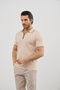 Men's Zippered Stripe Detailed Anti-Sweat Polo Collar T-Shirt - 4