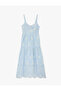 Cotton Strappy Layered Flounce Embroidered Long Dress - 4