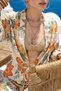 Island Girl Vintage Tie-Up Tropical Sleeve Kimono and Elastic Waist Wide Leg Pants with Pockets Summer Bohemian Boho Bohemian Set Suit - 4