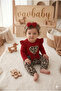 Baby Girl Leopard Patterned Snap-On Bodysuit Model with Heart Figure Bandana 3-Piece Set
