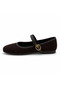 Buckle Suede Women's Ballerinas - 5