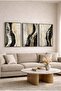 Boho 3-Piece Glass Painting Set with Black and Gold Frame - Black Metal Framed Home and Office Painting - 3