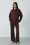Brown Women's Hooded Loose Fit Set Oversized Sweatshirt and Wide Leg Bottoms