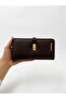 Women's Faux Leather Wallet with Gold Buckle and Phone Compartment - 6