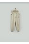 Girl's Beige Elastic Waist Double Ribbed Sweatpants 4494-3 - 4