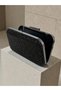 Black Mirror Stone Women's Evening Dress Bag with Black Handle Detail for Wedding Engagement Graduation - 8