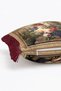 Classic Garden Floral Bouquet Tapestry Fringed Throw Pillow Cover - Burgundy Tasseled Vintage Pillowcase - 6