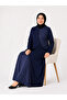 Women's Middle-Aged Patterned Mother Combed Cotton Dress 1380-Navy Blue - 4