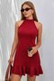 Women's Off-The-Shoulder Open Ring Collar Ruffle Janjan Short Dress - 2