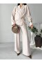 Thin Brooch Tie-Up Oversized Modal Jacket and Trousers Set - 8