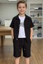 6-15 Years Old Boy's 3-Piece Set Shirt Shorts T-Shirt Summer Combination Set