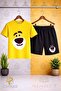 Crew Neck T-Shirt with Smiling Bear Printed Design - Shorts Set