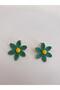 Water Green Flower Pattern Summer Straw Earrings - 3