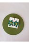 Water Green Flower Pattern Summer Straw Earrings - 4