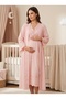 New Season Powder Maternity Maternity Linen Summer Dress with Button Detail Special Design Short Sleeve 100% Cotton Dressing Gown Nightgown Set - 7