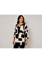 Plus Size Patterned Lace-Up Tunic Blouse