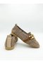 Lena Beige Gold Chain Detailed Straw Weave Slip-On Women's Loafer - 4