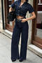 Women's Denim Set Crop Jacket Wide Leg Trousers