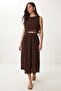 Muslin Blouse Skirt Set Lax0012 Brown - 2
