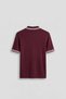 Men's Regular Fit Cotton Polo Collar T-Shirt with Contrast Detail, Burgundy - 2