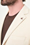 Textured Slim Fit Mono Collar Men's Jacket with Pocket Beige - 41500.26Y - 2