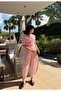 Women's Pink Draped Asymmetrical Blouse and Shalwar Trousers Ravenala Set – Comfortable Fit, Stylish Two-Piece Set 7961 - 3