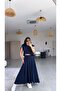 Navy Blue Padded Skirt Blouse Set
