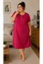 Women's Plus Size Floral and Speckled Patterned Buttoned Nightgown Home Dress Oversized Cotton Short Sleeve Stylish Comfortable Spacious Quality Fabric Nightgown Homewear