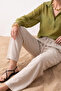 Women's Straight-Leg Double-Pocket Beige Linen Trousers - 5