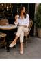 Genuine Leather Knitted Detailed Casual Women's Ballerinas - 2