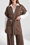 Women's Laser Cut Motif Double Suit Set Mink 31349 - 2