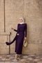 Women's Shawl Detailed Dress with Gold Accessories, Plum - 4