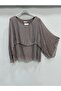 Powder Italian Poncho Sleeve Lined Short Silk Blouse Size 38 - 42 - 2