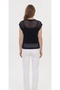Women's Navy Blue Boat Neck Openwork Stylish Comfortable Knitwear Blouse Sweater - 2