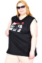 Mode XL Real Big Size Women's Athlete Printed Sandıego U26013 Black - 2