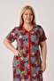 Women's Large Size 100% Cotton Combed Fabric Zippered Summer Dress /Black-White-Red 4099 - 6