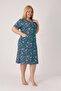 Women's Plus Size 100% Cotton Combed Fabric Zippered Summer Dress / Navy-Green 4099 - 3