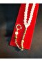 White Plastic Pearl and Gold Color Metal Detailed 33-Piece Prayer Beads - 3