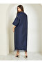 Navy Blue Printed Jalabiya with Tassel Trim - 5