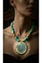 Natural Stone Women's Necklace Turquoise Bodrum Bead Ceramic End Steel Gold Detailed Bohemian Jewelry - 2