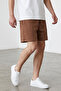 Men's brown elastic waist relaxed fit shorts - 2