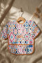 Boho Dream Ethnic Patterned Liquid-Proof Long Sleeve Baby Bib - Blw Compatible with Crumb Pocket - 2