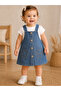 Front Buttoned Bear Embroidered 2-Piece Set for Baby Girl Children's Jile