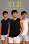 Men's 3-Piece Sleeveless Athlete Set Summer Crew Neck - Black, Navy Blue, White