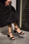 Smon Women's Black Suede Single Strap Thick Heel Sandals - 2