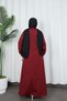Side Buckle Terikoton Dress Burgundy Hnt0329 - 5