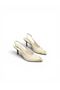 Patent Leather Women's Heeled Evening Dress Shoes Gold Detailed Stiletto Flat Open Back - 5