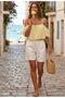 Una Fiaba, White Color Women's Casual Shorts with Elastic Waist