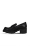Black Leather Women's Wedge Heeled Shoes - 3